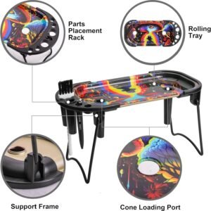 All-in-One Metal Rolling Tray Set with Cone Loader Foldable Rolling Tray Set